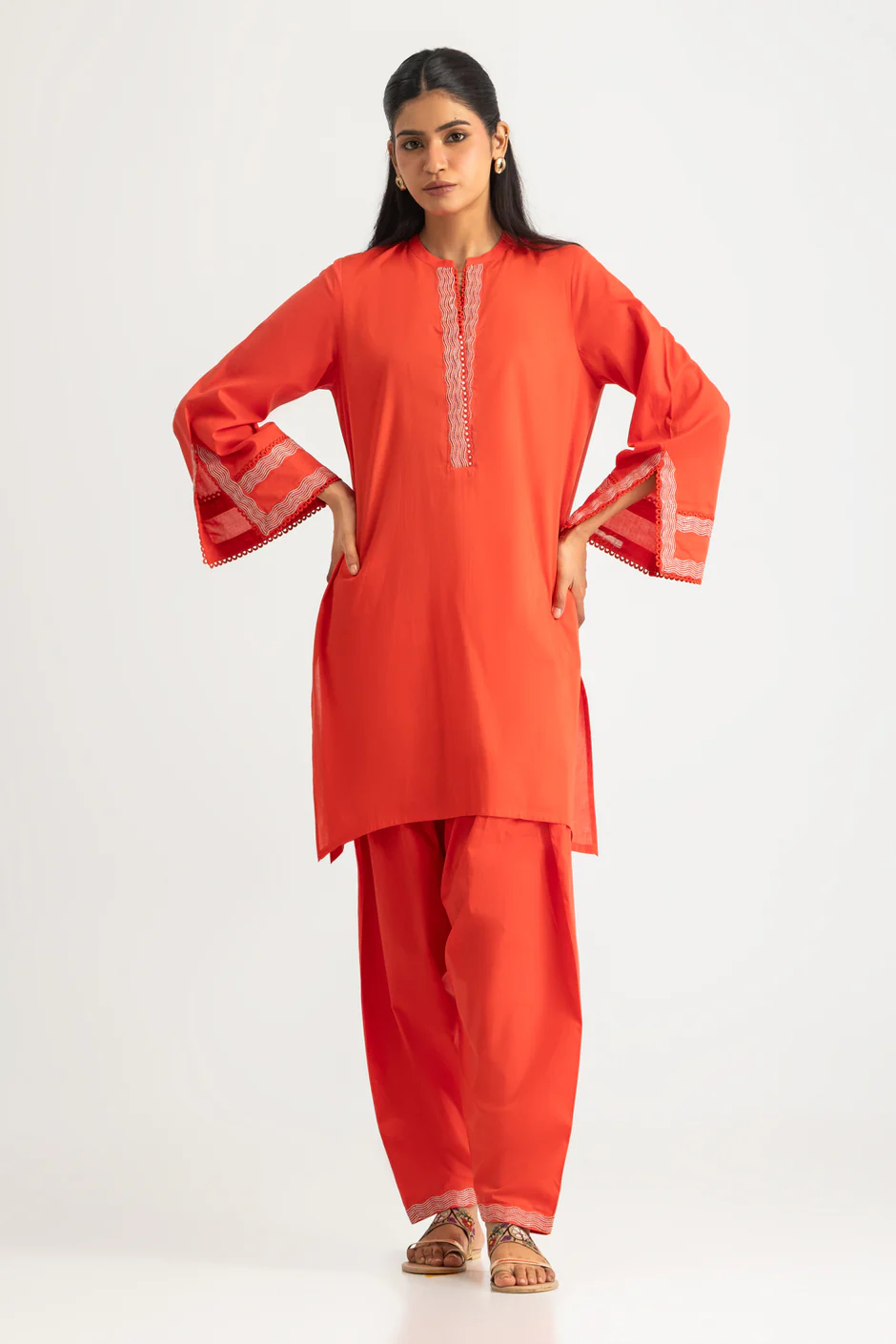 broidered Shirt And Printed Trouser